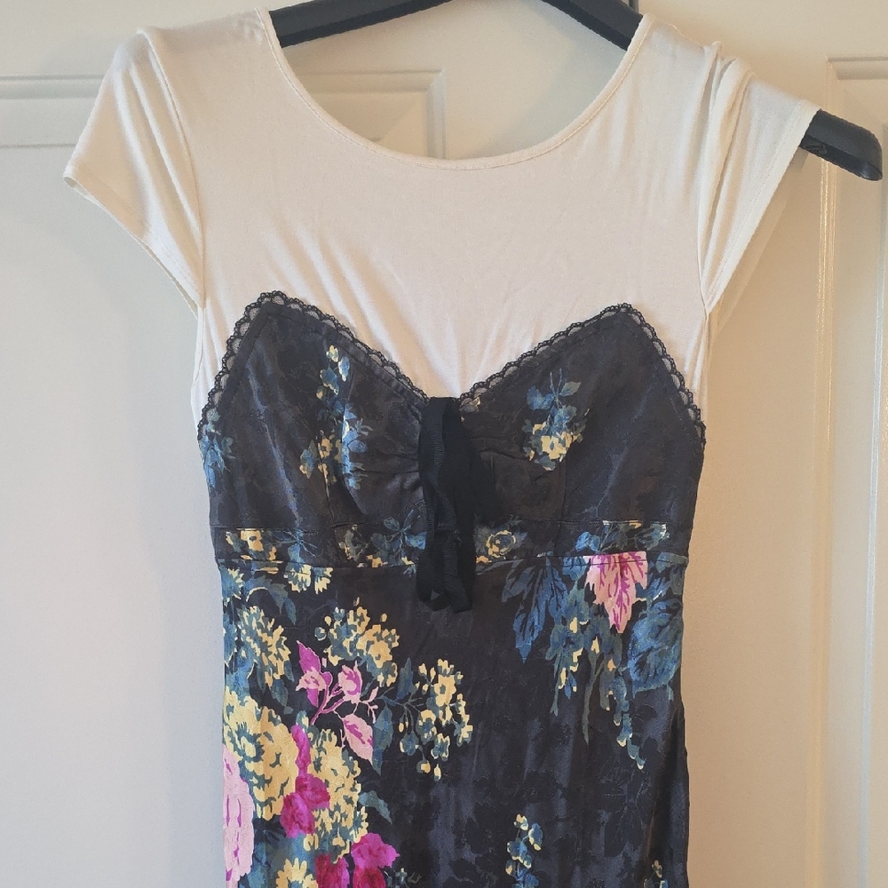 Anthropologie Floral Maxi Dress - Black and Cream